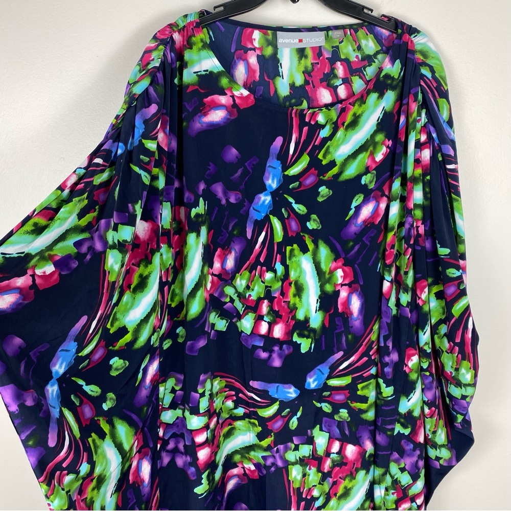 Avenue Studio Kaftan Multicolor Florals Lounge  Dress sz 20 plus size
